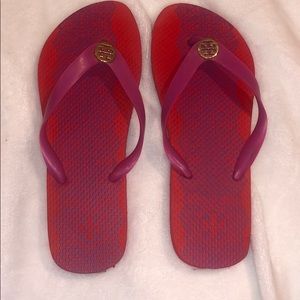 Red Tory Burch flip flops